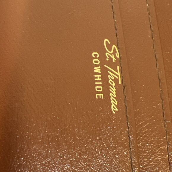 Vintage St. Thomas Cowhide Leather Kiss Lock Slots Brown Wallet Festival Boho - Picture 6 of 9